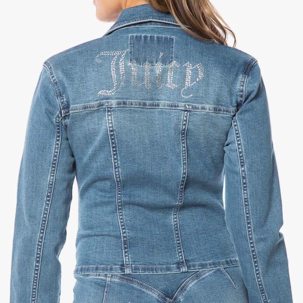 Juicy Couture Corset‎ Trucker Denim Jacket Rhinestone Back S NWT